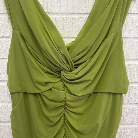 Green Ruched Mesh Bodycon Dress - Picture 5 of 5